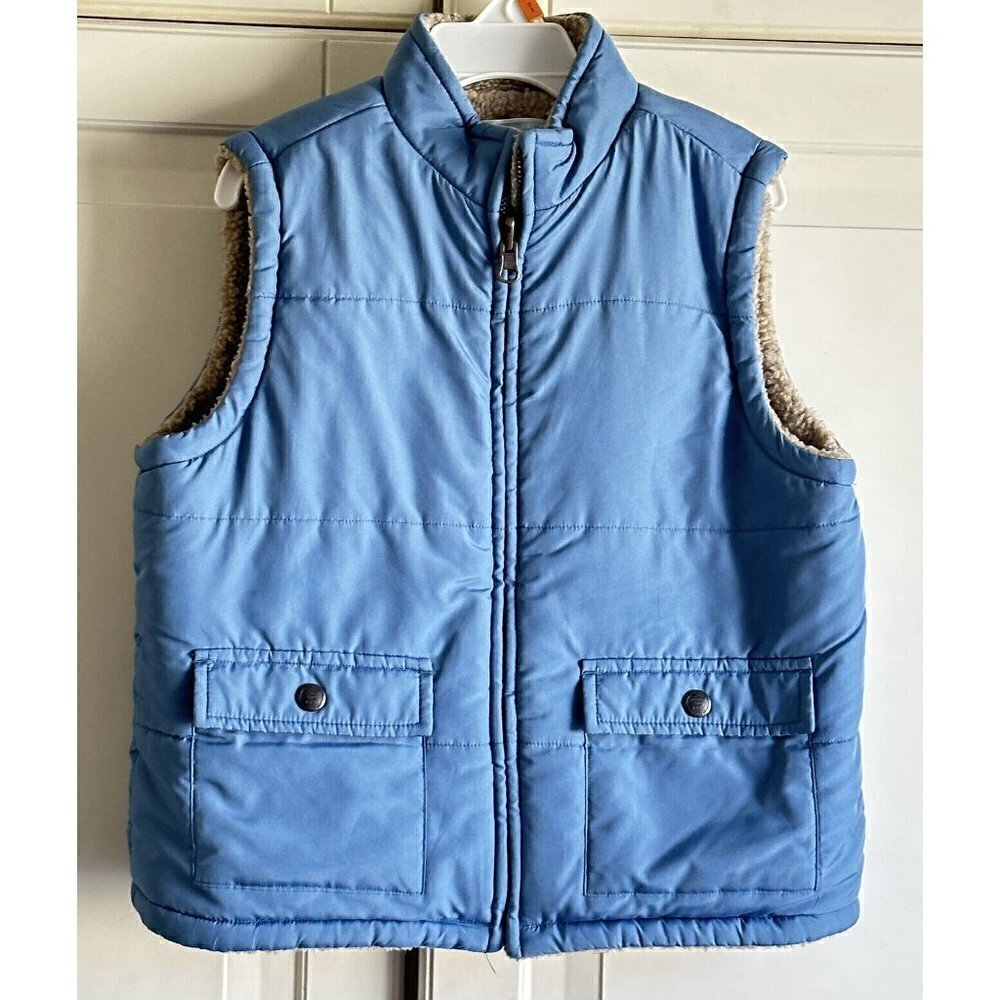 Janie and Jack Boys 4 Blue Reversible Sherpa Vest Polar Wonderland